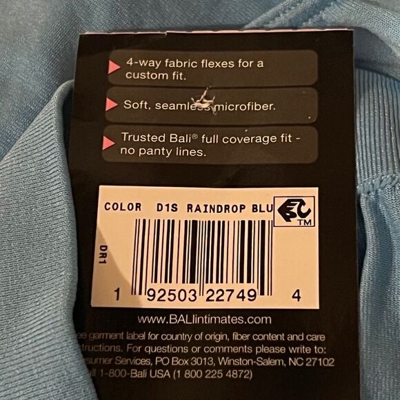 Bali Womens Comfort Revolution Hi-Cut Brief DF803J Raindrop Blue Size 6/7 NWT - Picture 8 of 8